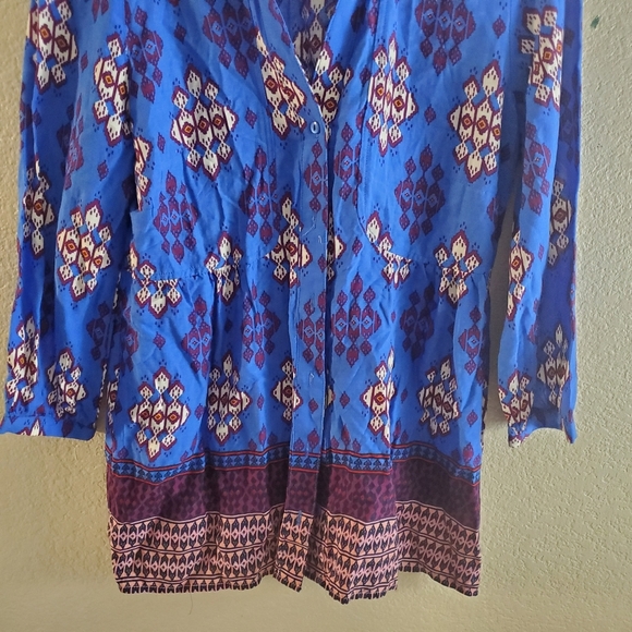 Maeve Anthropologie Blue Paisley Boho Button Top - Picture 4 of 5